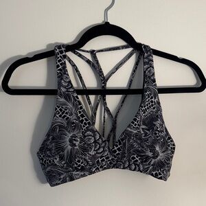 Lululemon Athletica Black Floral Strappy Sports Bra